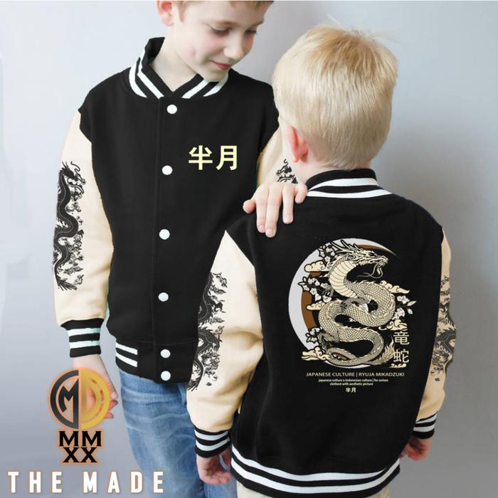 Jaket Varsity Anak 7-15 Tahun Motif Naga Yakuza Japan Culture x Indonesia Culture Jaket Baseball Bom