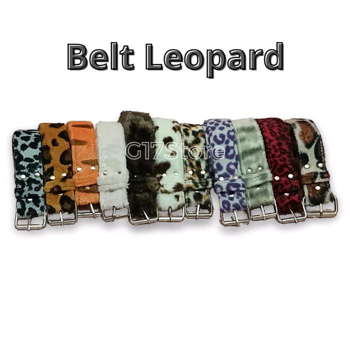 Gesper Skena Leopard Unise Pria Wanita - Belt Leopard Putih Ungu ikat pinggang sabuk macan plastik D