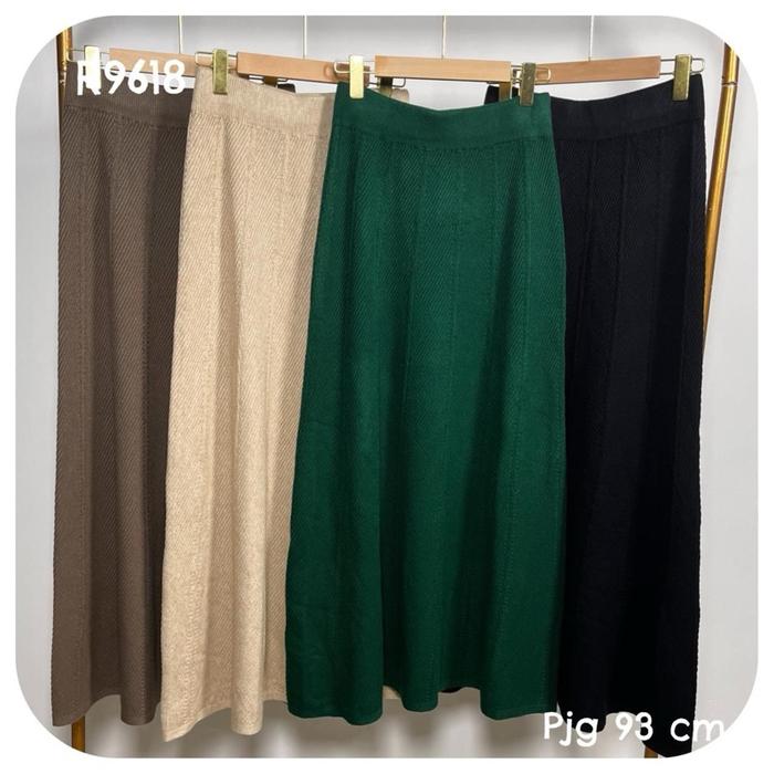 Rok Rajut Panjang Wanita Warna Coklat Beige Hijau Hitam