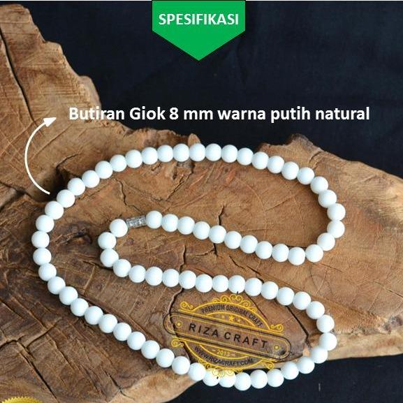 Kalung Kesehatan Unik Batu Giok Putih Susu Natural Alam Original