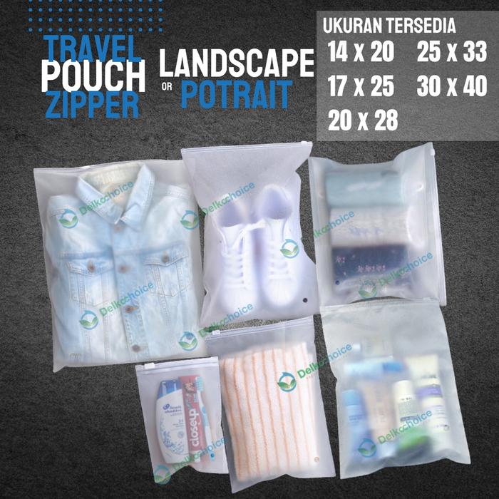DELKOCHOICE Travel Organizer Kantong Plastik Pouch Zipper Bag Transparan Tebal