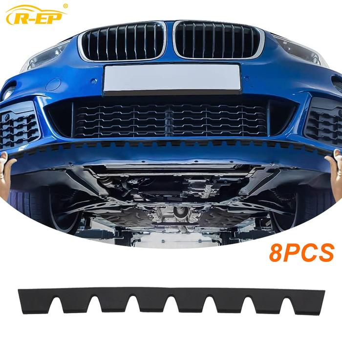 8PCS Car Universal Front Bumper Lips Protector Sticker Soft Rubber