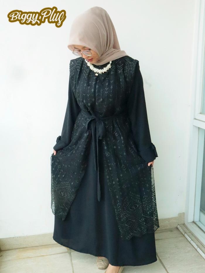 BIGGYPLUS - Gamis Tile Clara Gamis Tile Jumbo Gamis Tile Bigsize Gamis Kondangan Dress Brokat 3XL LD