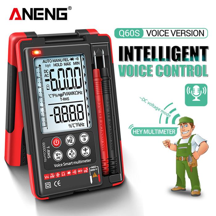 ANENG Q60S Digital Multimeter AI Speech Recognition Transistor Tester 6000 Counts True RMS Auto Elec