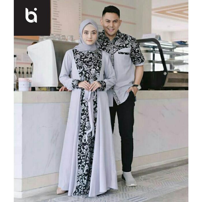 Couple zoya gamis syari modern limited edition baju batik couple gamis ter hitz terlaris Gamis coupl