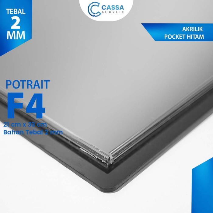 Tempat Brosur Dinding F4 Akrilik Pocket Hitam