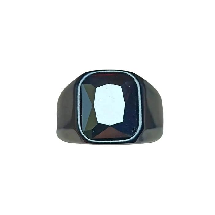 Cincin batu black onix dimensi 10X12 ring titanium rr ukuran 7,8,9,10