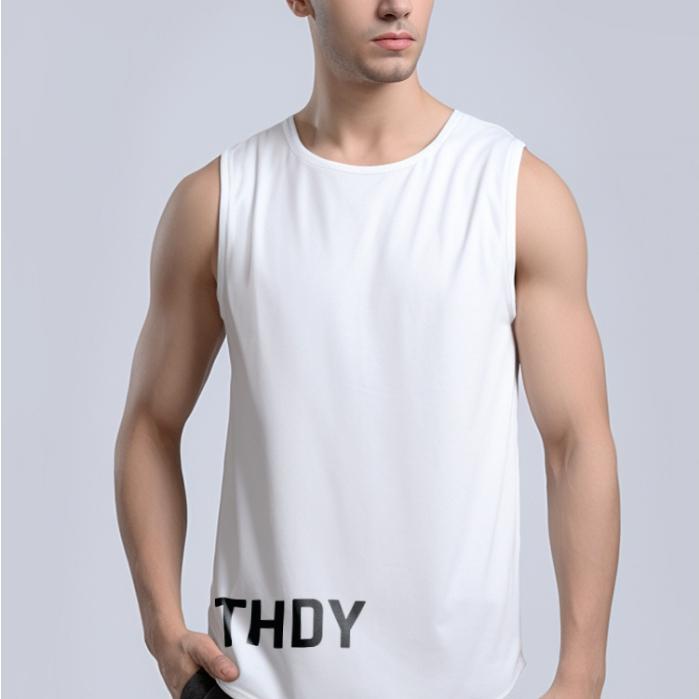 MTL85 Kaos Kutang Sleeveless Tank Top Singlet Pria Instacool SVN Tulisan Simple "Thdy Bottom" Putih