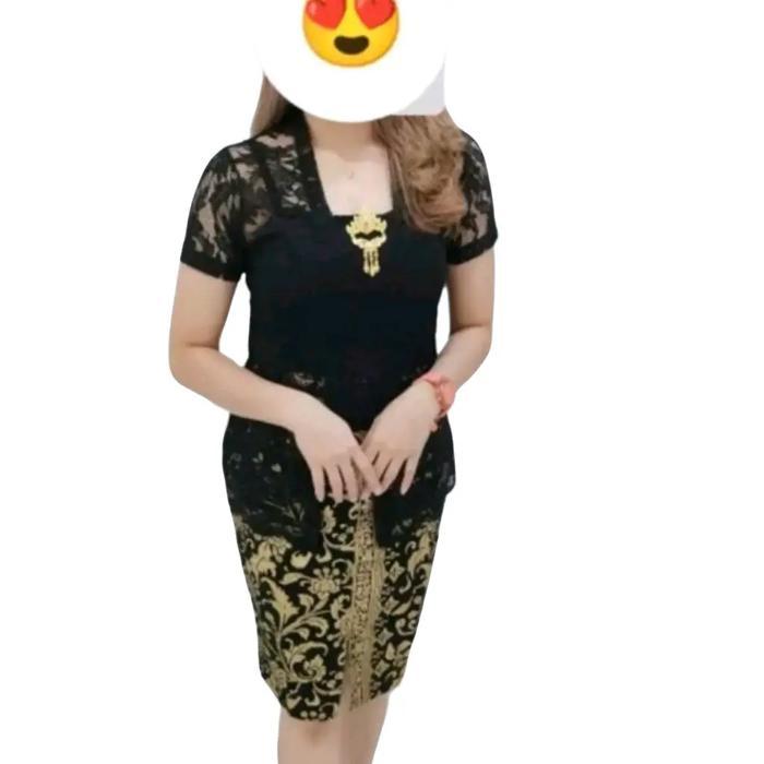 set kebaya lengan pendek brokat pendek strait kutubaru modern rok span setelan murah midi wanita 1 k