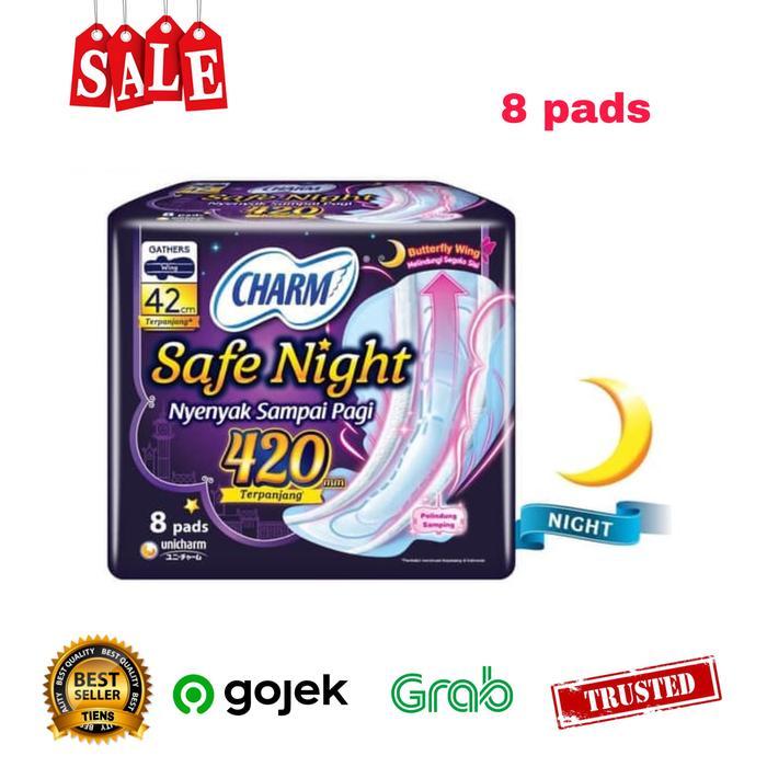 CHARM safe night 42cm / 420mm pembalut wanita 42 cm 8pads