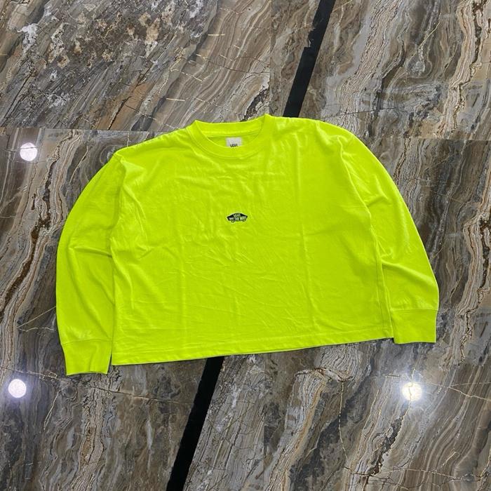 VANS Crop Tee Longsleeve Warna Hijau Stabilo - Baju Longsleeve Warna Hijau Stabilo untuk Pria dan Wa