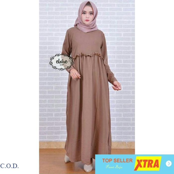 Baju Maxi maida cream RO Maxi Wanita wollycrepe cream Kekinian Tiktok shop Fashion Muslim Ramadhan L