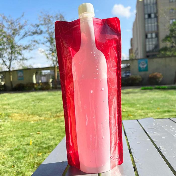 750ML Folding Water Bag with Suction Nozzle Leak Proof Portable Beverage Bottle Food Grade Plastic W
