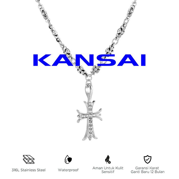 KANSAI-Kalung Titanium Pria Chrome Hearts Trendi | Gelang Baja Titanium Unisex, Gaya Hip Hop, Hiasan