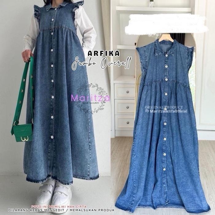 Afrika Overall Jumbo Jeans Wanita Terbaru Dress Panjang