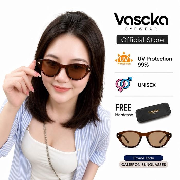 Cameron Sunglasess | Kacamata Hitam Model Cat Eye /  Cat Sunglasess | Lensa Minus / Unisex / Vascka 