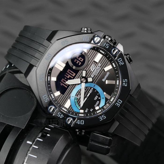 Casio EDIFICE ECB-10PB-1ADF Jam Tangan Pria Rubber Bluetooth Hitam ECB10PB ECB10 ECB-10PB-1A