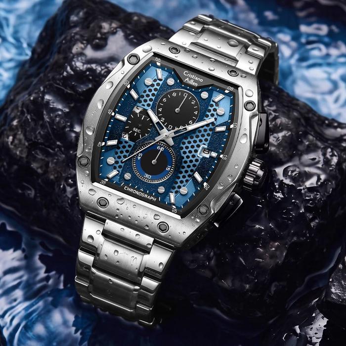 Buy 1 Get 1 !!! Jam Tangan !!! Cristiano Aillen Jam Tangan Pria Analog 8917 Rantai Stainless Steel C