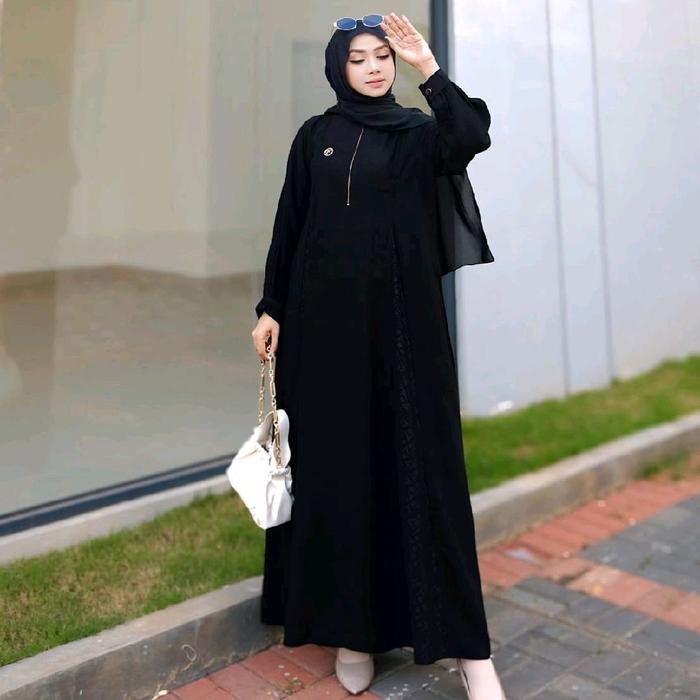 Gamis jetblack, polos, jetblack kombinasi jetblack embos, basic, umroh