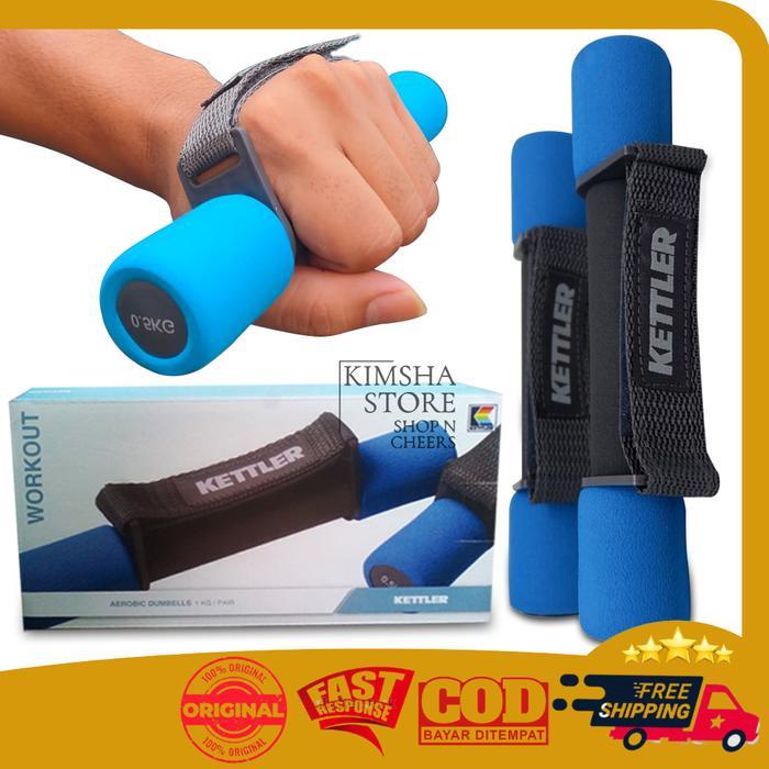 promo - kettler aerobic dumbell 1 kg / pair ( 2 x 0.5 kg ) sport barbel senam