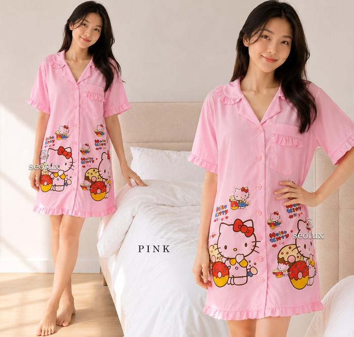 SEOLA - SL490 - Piyama Cotton Midi Sleepwear Baju Tidur Daster Wanita