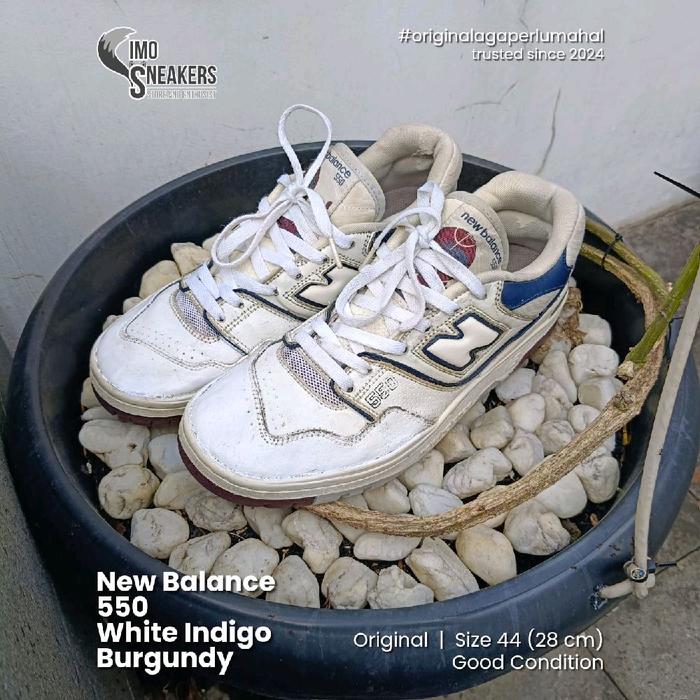 New Balance 550 Putih Abu Marun Sepatu Sneakers Unisex Second Original