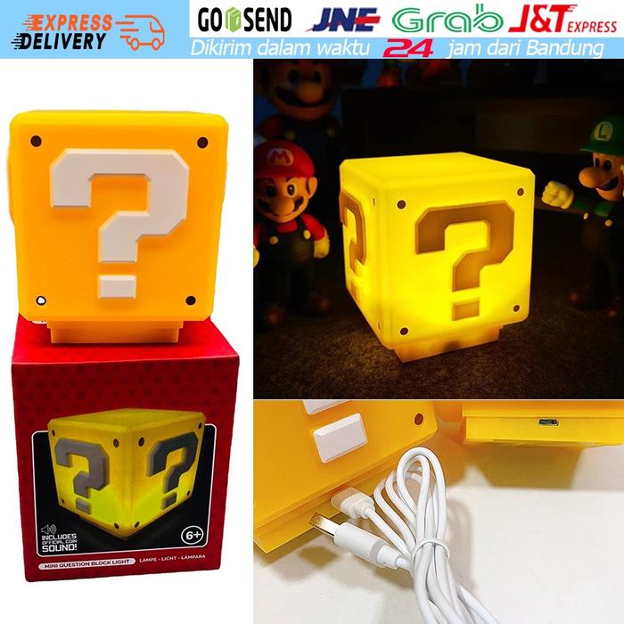 Mario Bros Lampu Hias Kecil / Lampu Malam Charge Huruf Tanya Mario - Dilengkapi Dengan Efek Suara