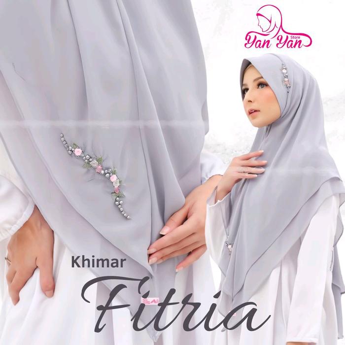 Khimar Fitria Hijab Sekali Slup Handmade Sulam Payet Mutiara Kristal By Aila Bahan Premium Cocok Unt
