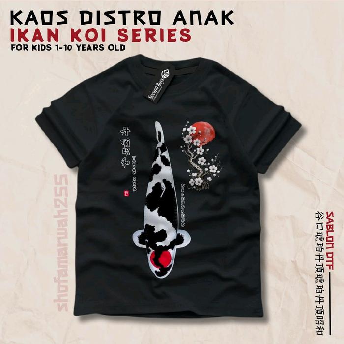 Kaos distro anak motif ikan koi tancho showa kaos motif ikan
