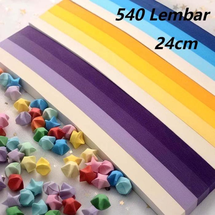 540pcs Kertas Origami Bintang Diy Star Origami Paper Warna Warni Kertas Lipat Bintang Kertas Panjang