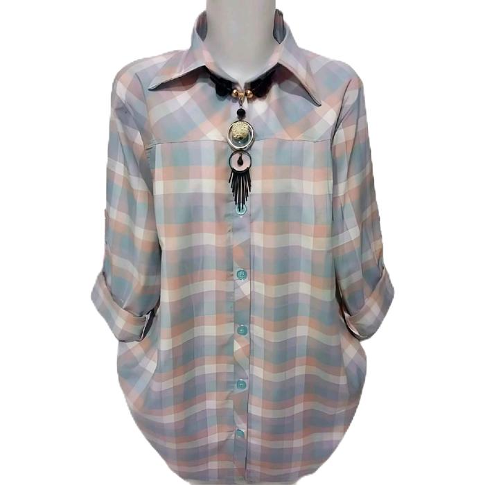 Al dharren tunik jumbo ld 120 muat BB 85 kg blouse kemeja salur garus blus office wanita Baju Atasan