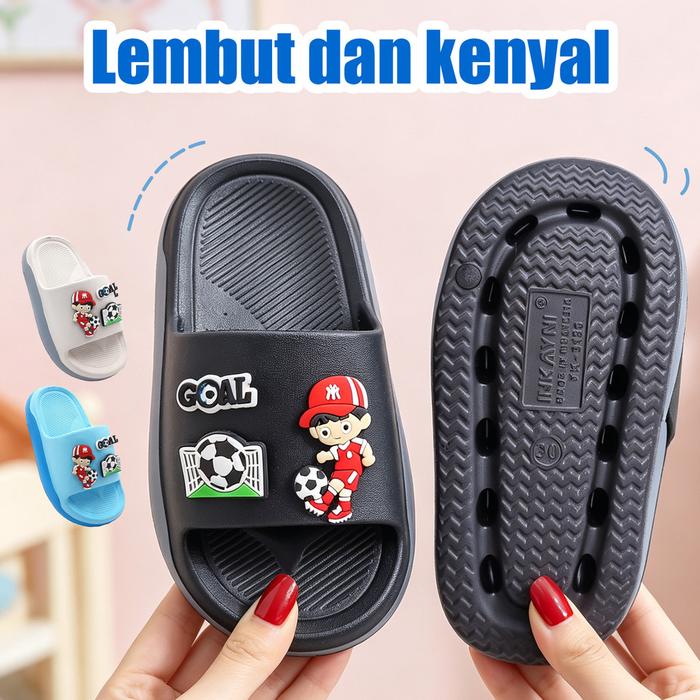 GOAL Football Sandal Slep Anak Laki Laki Sandal Lebaran Remaja Piala Dunia Sandal Adesa Size24-35 Wo