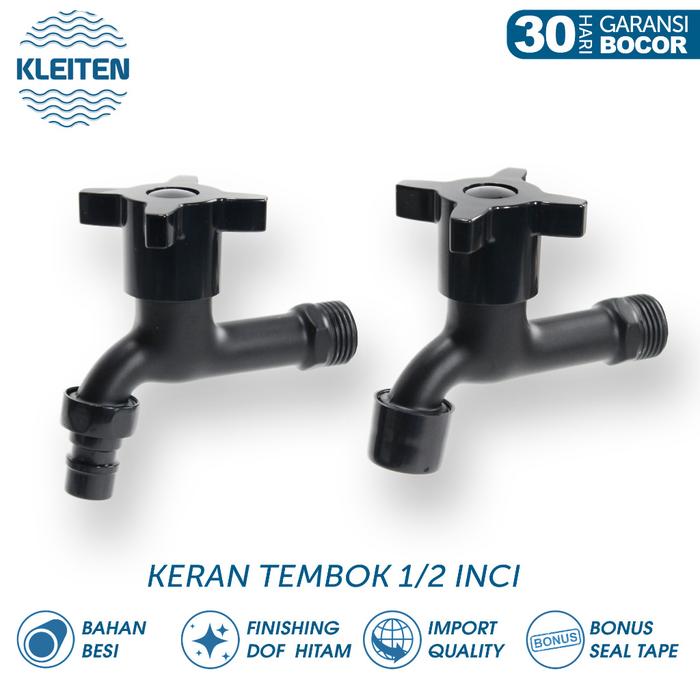 Kran Air Hitam Taman 1/2 Inci Keran Tembok Baling Keran Kamar Mandi Bak WC Kran Ember