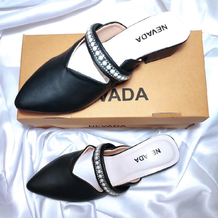 Nevada sandal heels wanita hak 3cm Hak tahu Variasi mutiara