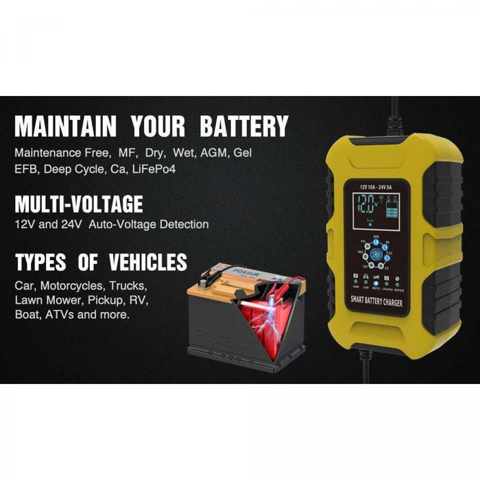 Charger Aki Mobil Motor 12/24V 10A 6-180 Ah - FBC122410D