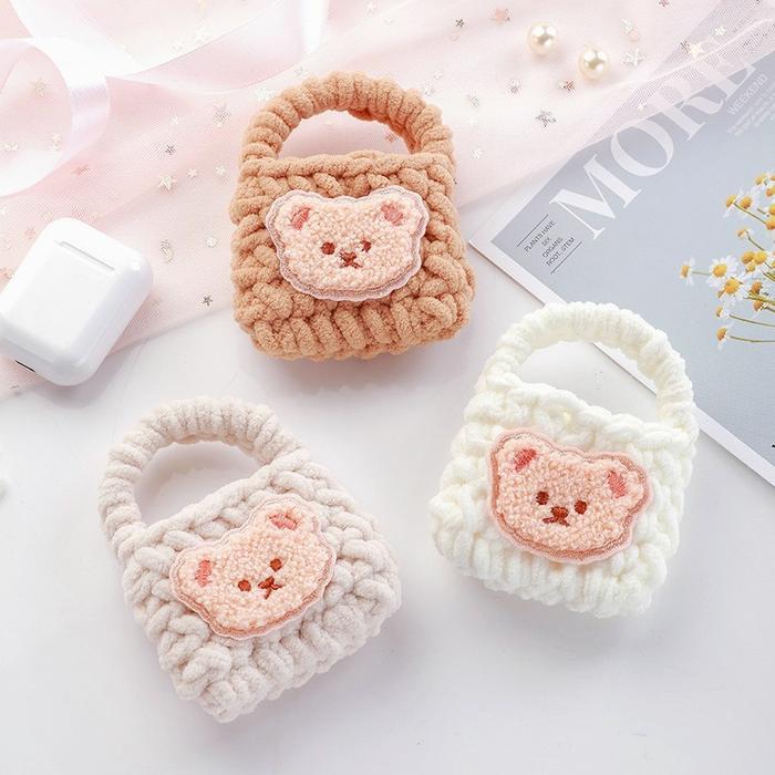 Universal Earphone Case Kartun Rajut Bluetooth Earphone Wireless Headset Earbud Headphone Case Denga