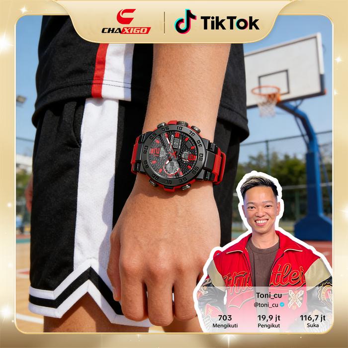 CHAXIGO Jam Tangan Pria Bisnis Analog Digital Dial Besar Fashion Tahan Air Elektronik Jam Tangan Ola