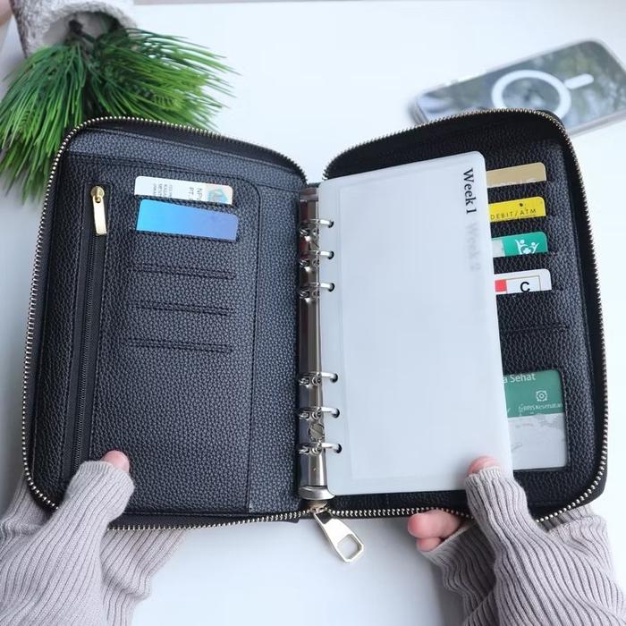 EMI Binder A6 Zipper Tas Selempang Dompet Uang dengan Slot Kartu dan Ruang Penyimpanan yang Luas