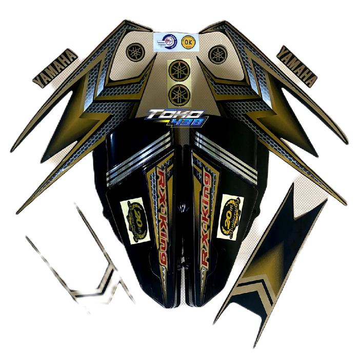 COVER BOX ACCU TUTUP BOX AKI RX KING LIS CROM TAHUN 2004 SE SPECIAL EDITION BOX HITAM STRIPING GOLD
