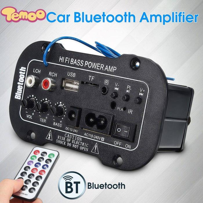 Temoo Amplifier Daya Audio Mobil 220V, Amplifier Digital Bluetooth