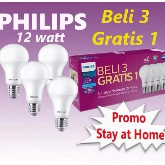 PROMO [PAKET ISI 4PCS] Lampu Philips Led 12 Watt Promo Multipack MyCare Bulb 12w - isi 4pcs
