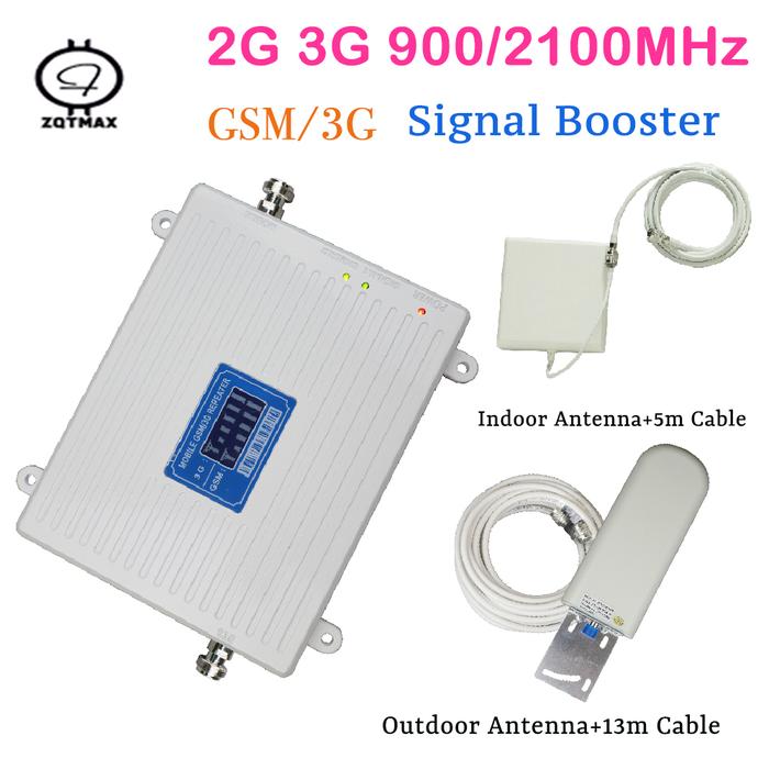 ZQTMAX GSM 3G Cellular Signal Booster 900 2100 Dual Band repeater 2g