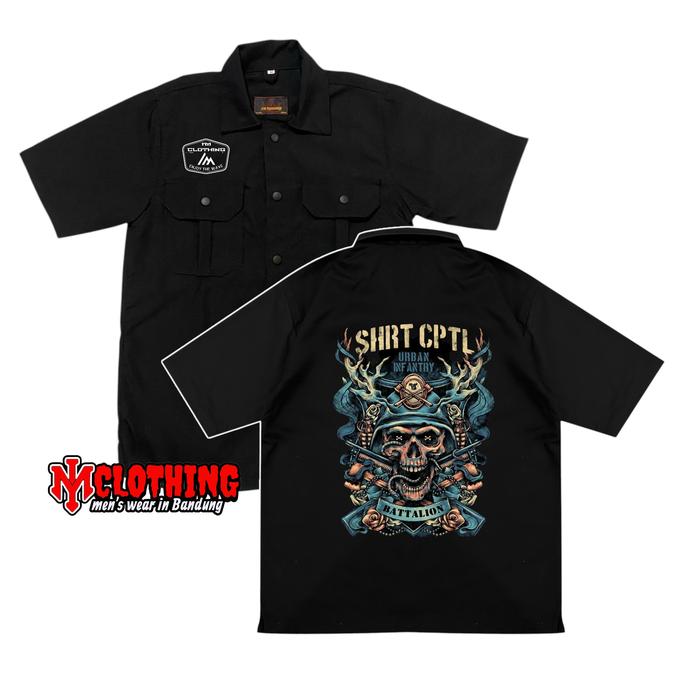 WORKSHIRT SABLON KEMEJA SABLON PRIA BAHAN AMERICAN DRILL TRIPLE SEVEN FREE GANCI & STICKER