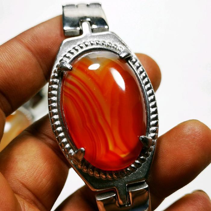 Gelang Batu Akik Junjung Derajat Antik - Dimensi 30x20x7 mm Est - Bracelets, Titanium