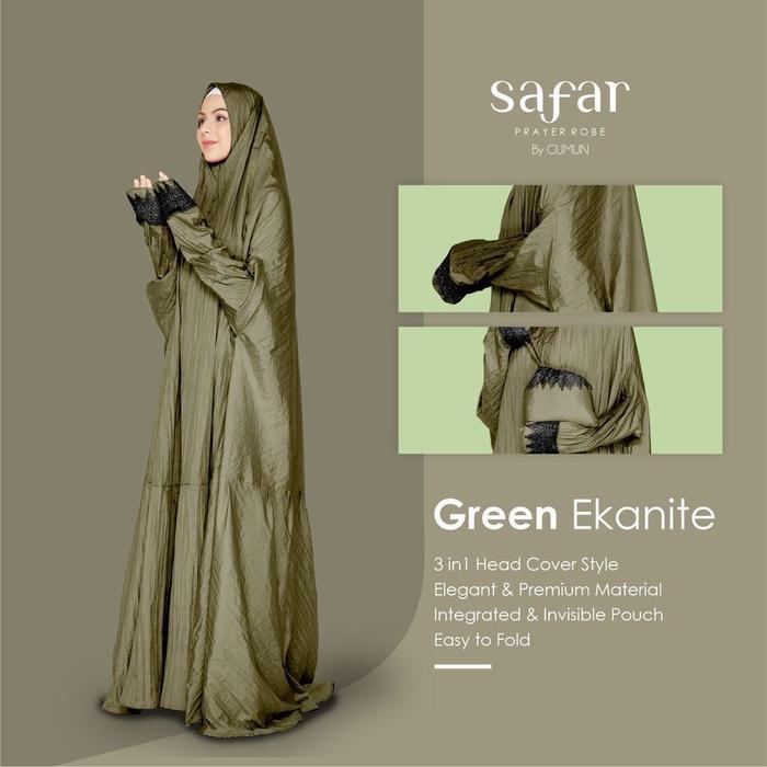 Mukena Dewasa - Mukena Safar Green Ekanite By Gumun, Mukena Travel