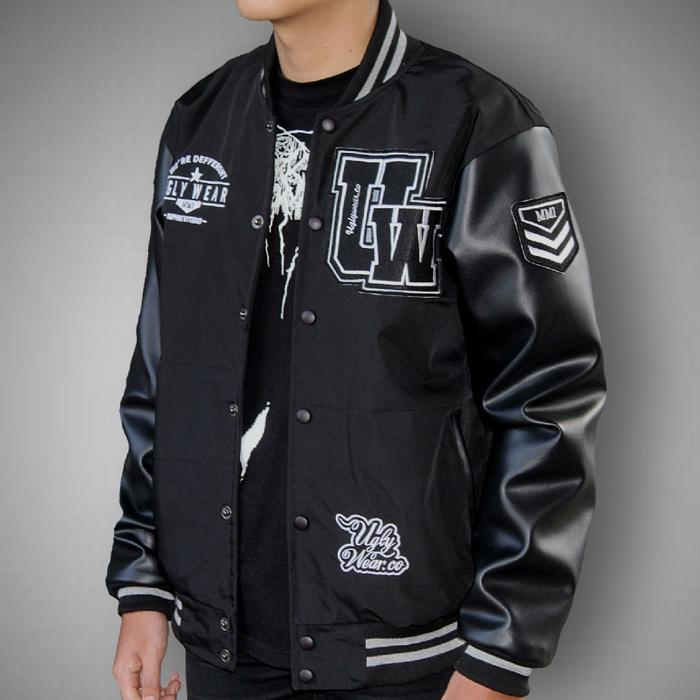 Jacket Varsity Black Hitam