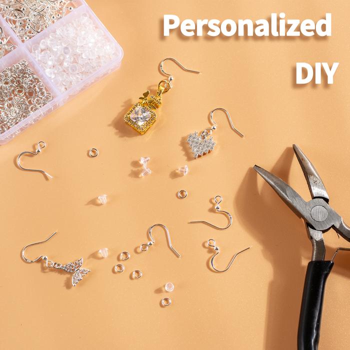 925 Silver Earring Findings Bulk - Hypoallergenic Fishhooks with Jump Rings & Backs | DIY Supplies