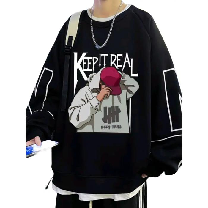 sweater keep it real crewneck oversize. Hoodie Sweatshirt