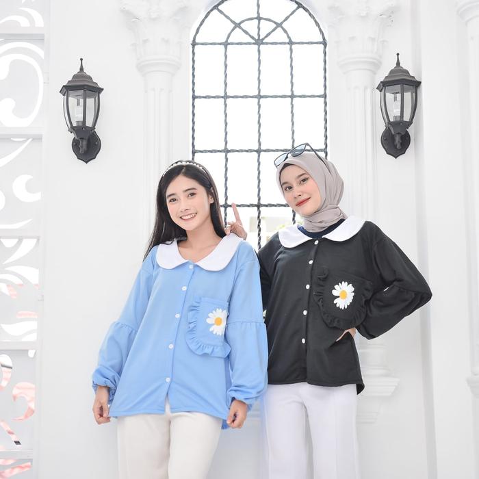 Cardigan Wanita motif bunga Kancing POPSKY DAISY Kardigan Cardi Cardy
