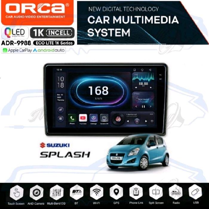 HEAD UNIT TAPE TV MOBIL DOUBLE DIN ANDROID ORCA DHD SKELETON OEM SUZUKI SPLASH LAYAR 9"